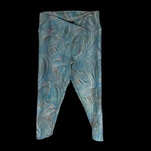 Evolution And Creation Watercolor Print Crop Leggings Sz XL